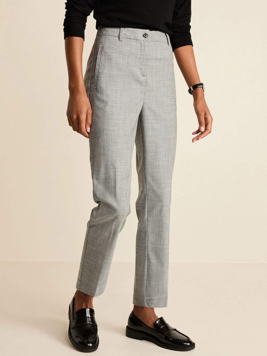

NEXT Women Textured Slim Fit Semi Formal Trousers, Grey