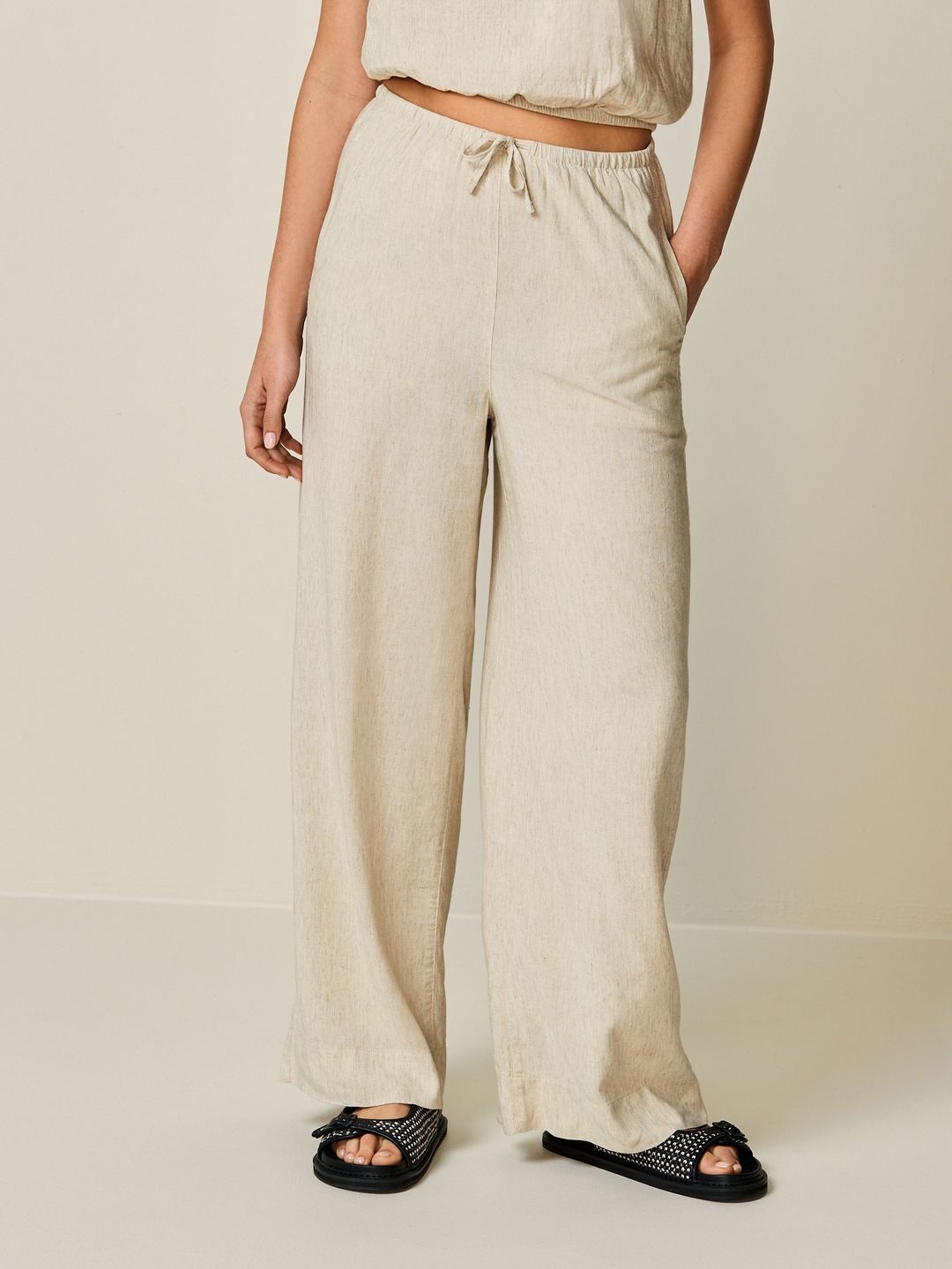 

NEXT Women Wide Leg Trousers, Beige