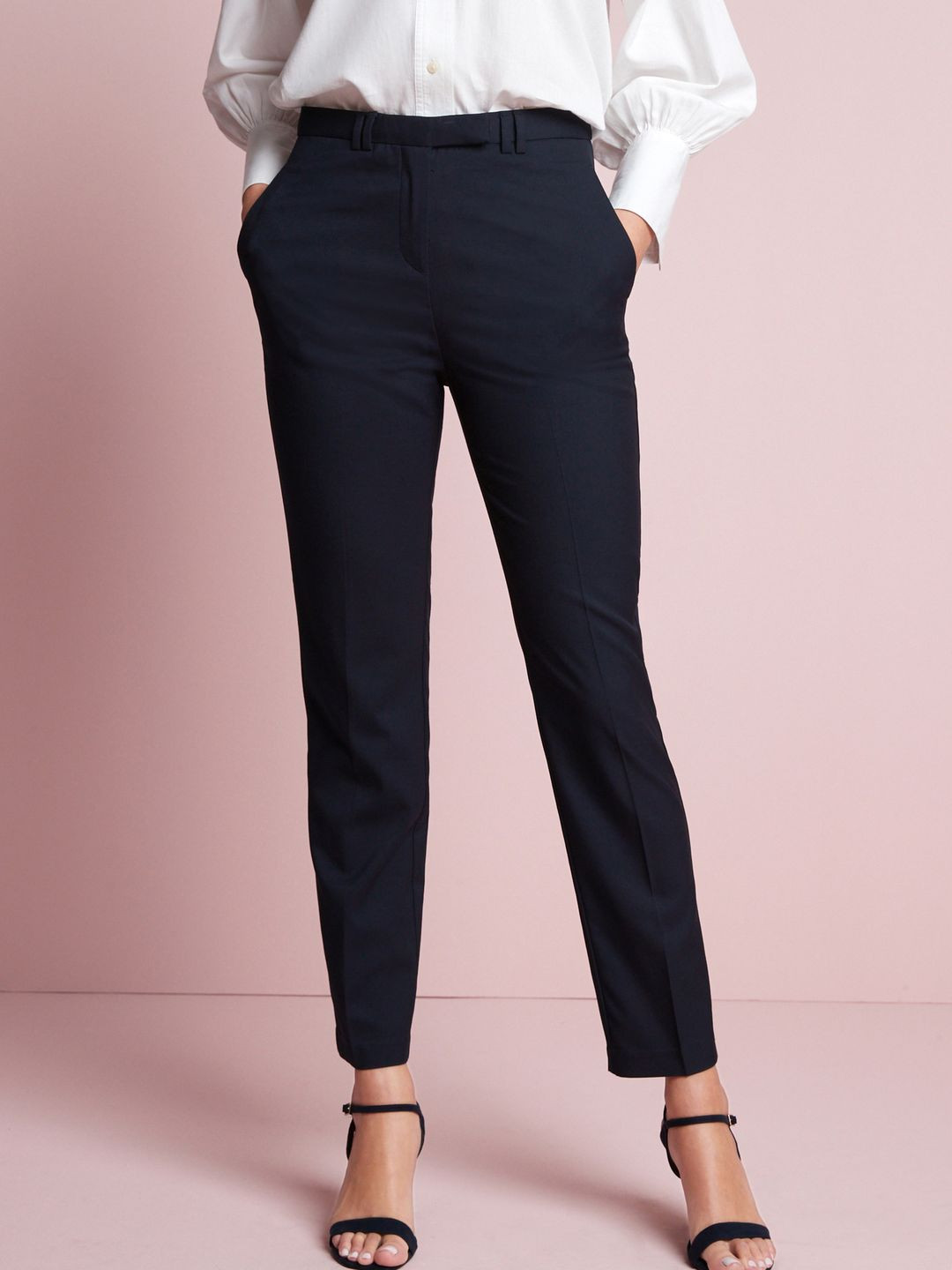 

NEXT Women Slim Fit Semi Formal Trousers, Navy blue