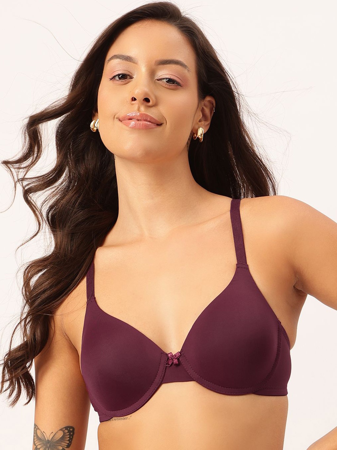 

DressBerry Bra Medium Coverage Underwired Lightly Padded, Burgundy