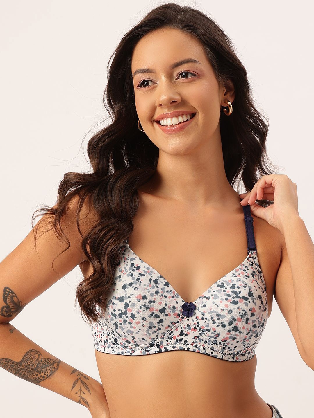 

DressBerry Abstract Bra Full Coverage Lightly Padded, Grey melange