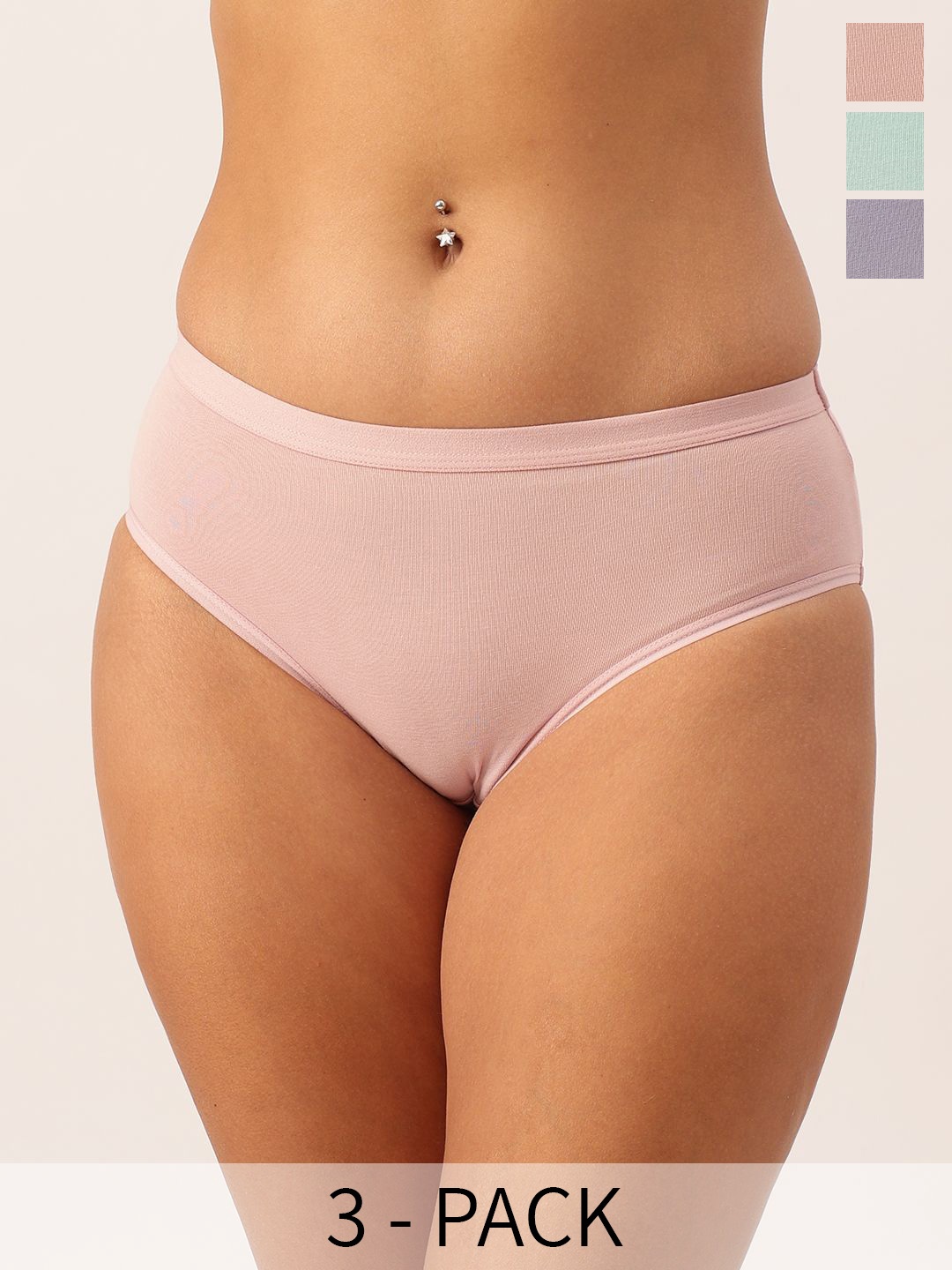 DressBerry Pack Of 3 Bikini Briefs DB-CHV-BRF-39-18A, Pink