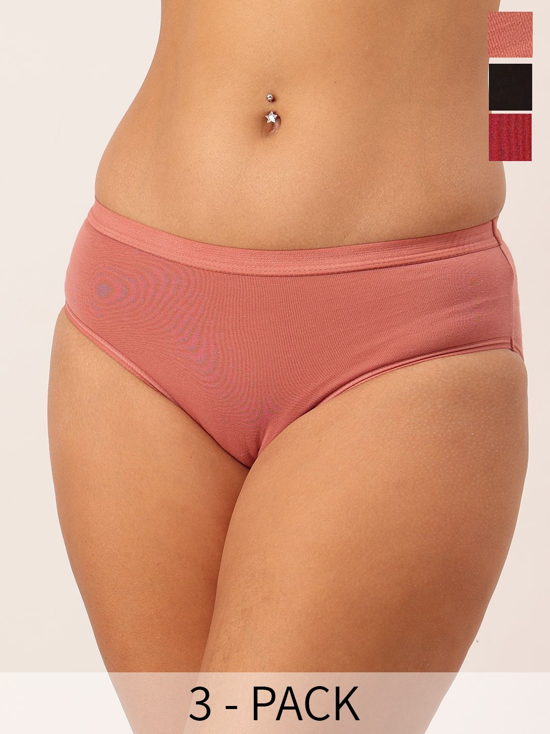 

DressBerry Pack Of 3 Hipster Briefs DB-CHV-BRF-36-15A, Pink