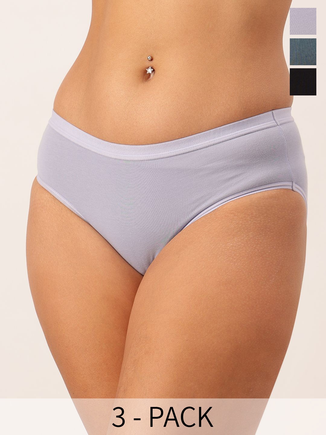 

DressBerry Pack Of 3 Hipster Briefs DB-CHV-BRF-38-17A, Lavender