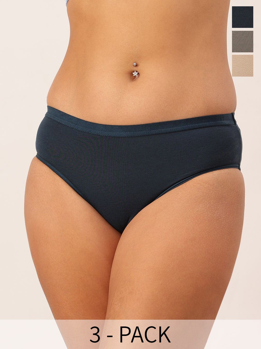 DressBerry Pack Of 3 Mid-Rise Hipster Briefs- DB-CHV-BRF-41-20A, Blue