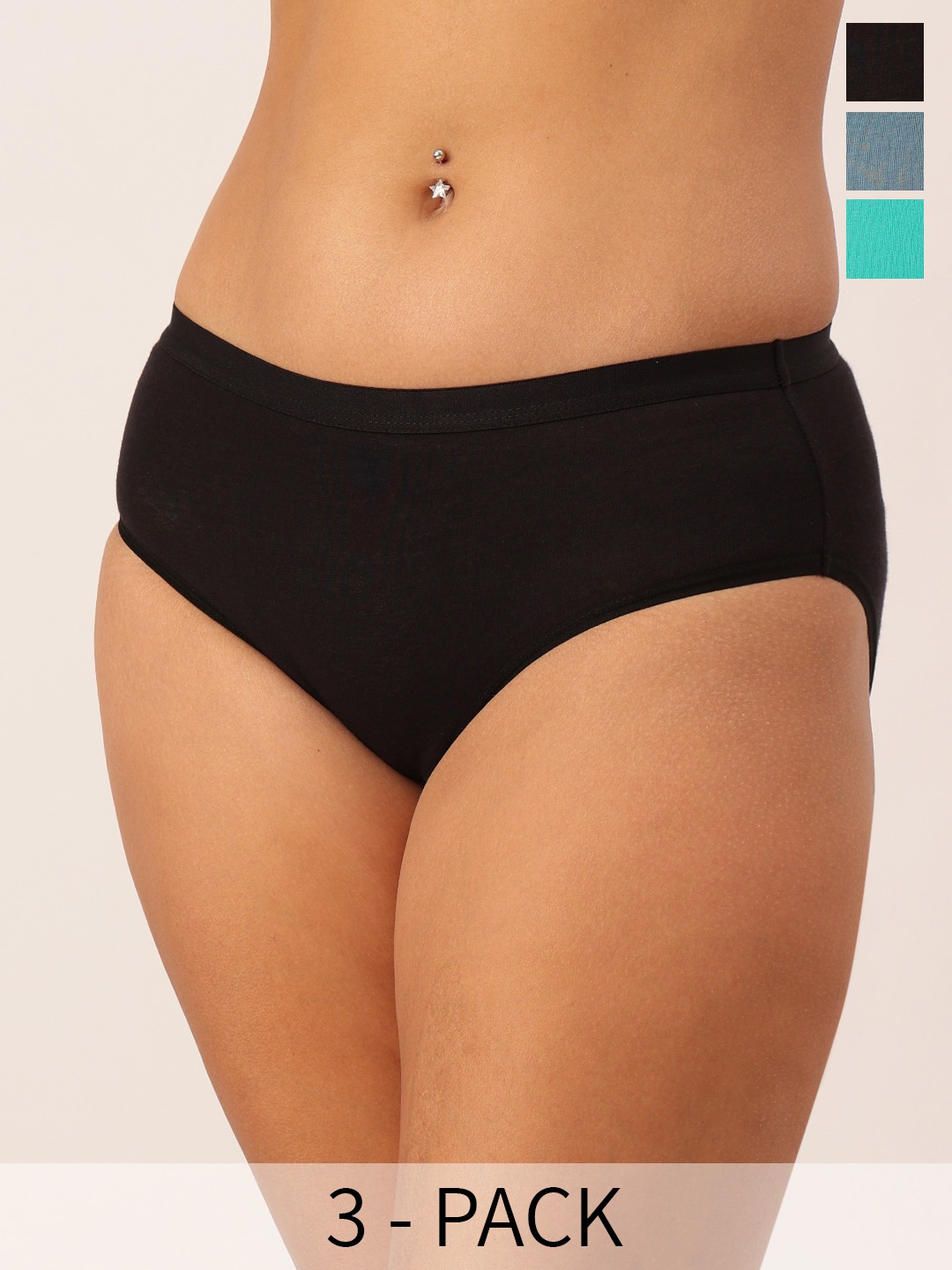 

DressBerry Pack Of 3 Mid-Rise Hipster Briefs- DB-CHV-BRF-32-11A, Grey