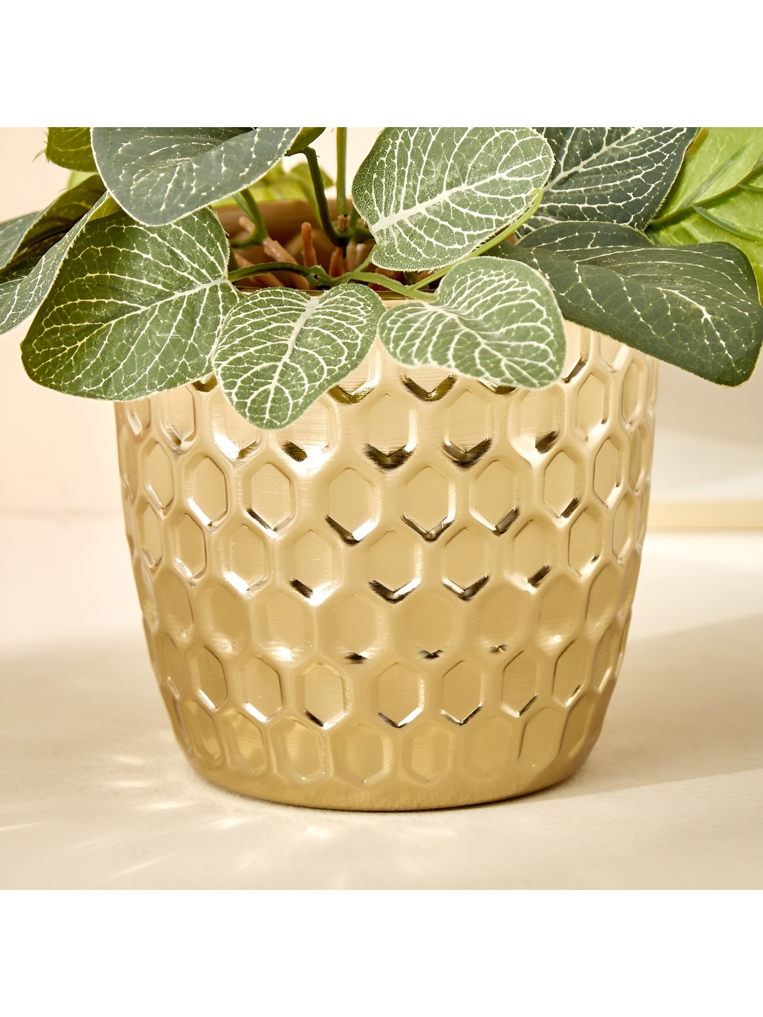 

Home Centre Gloria Gamas Textured Metal Planters, Gold