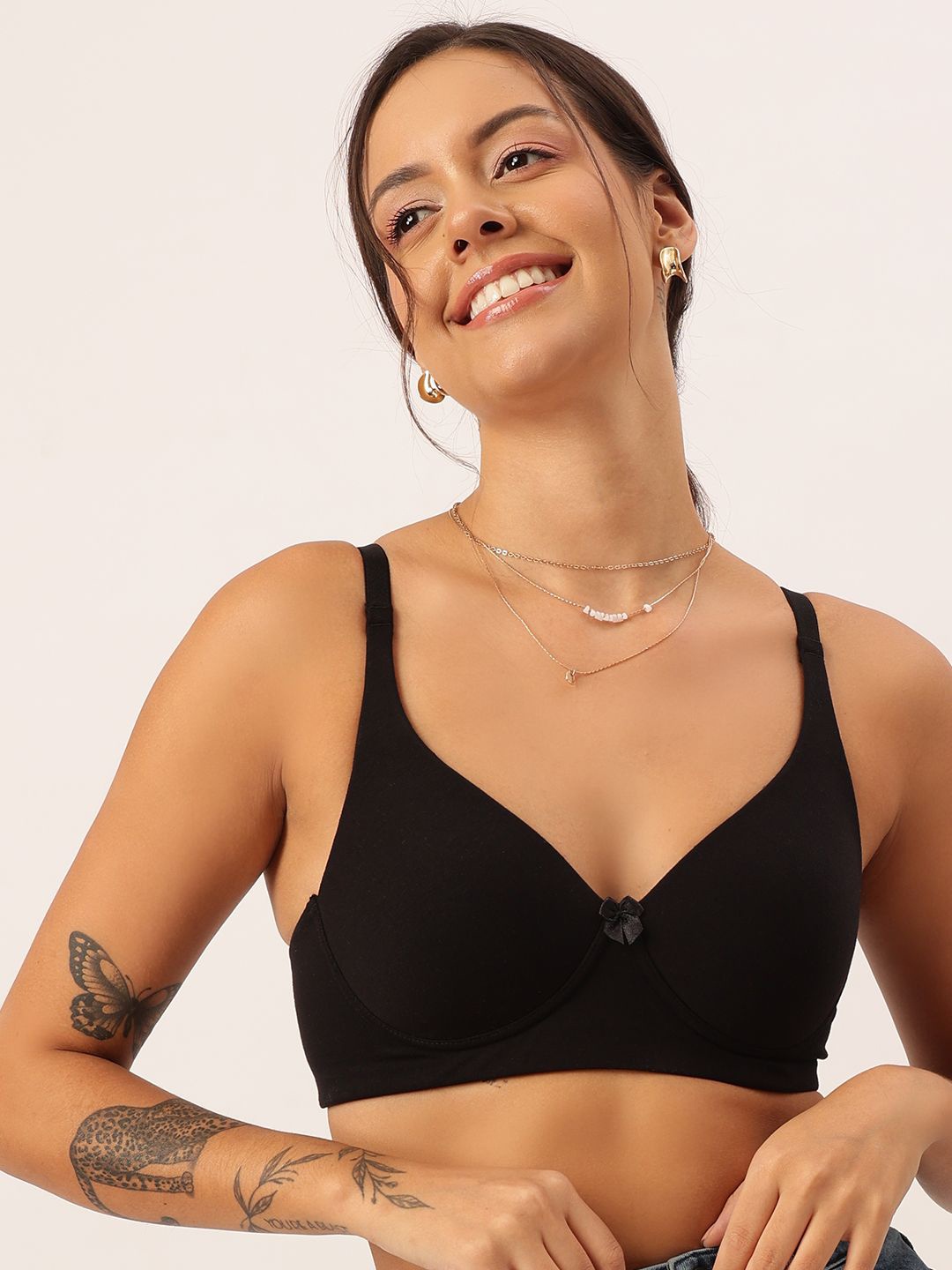 DressBerry Bra Full Coverage Lightly Padded, Black