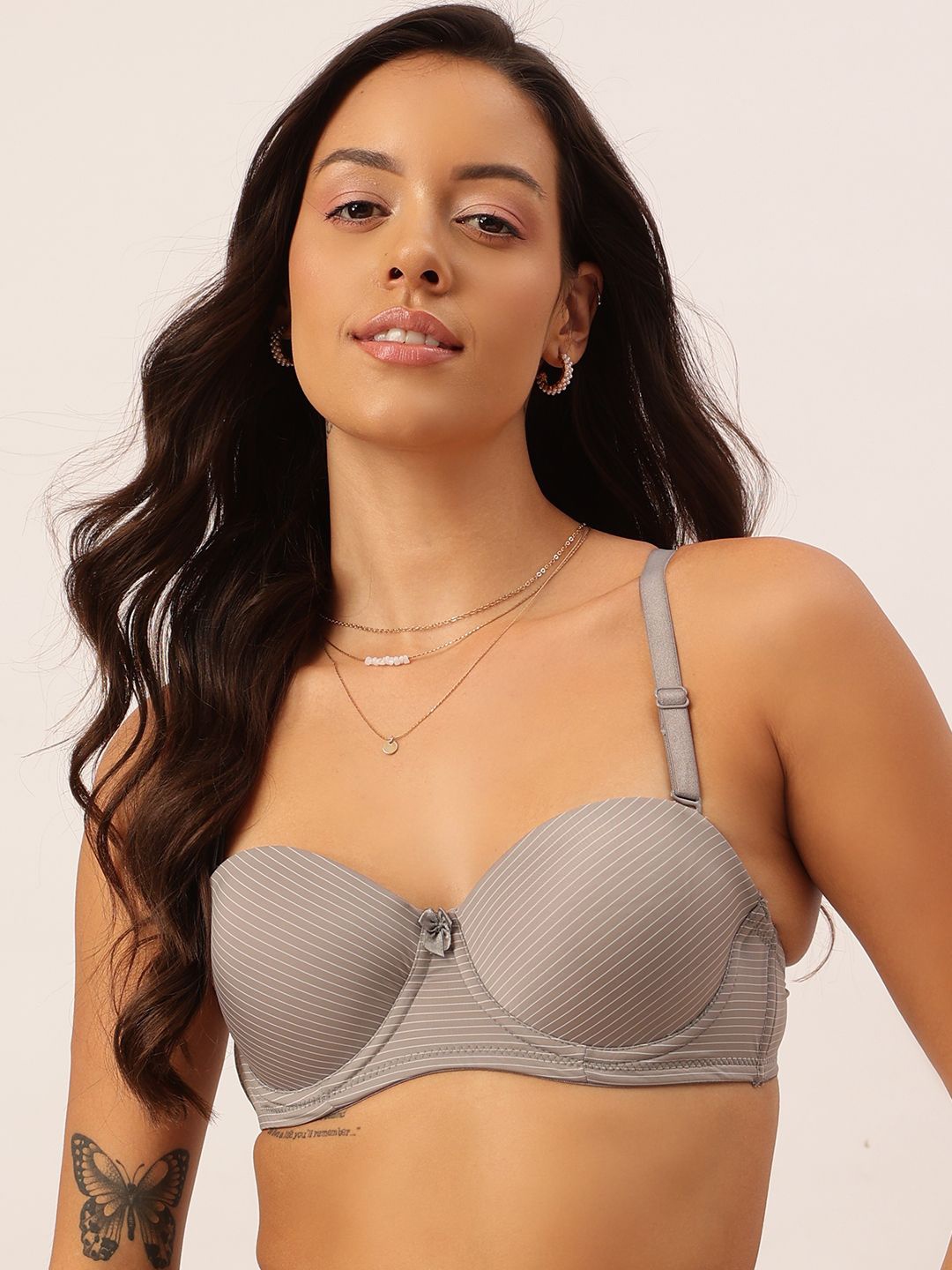 

DressBerry Bra Half Coverage Underwired Lightly Padded, Grey