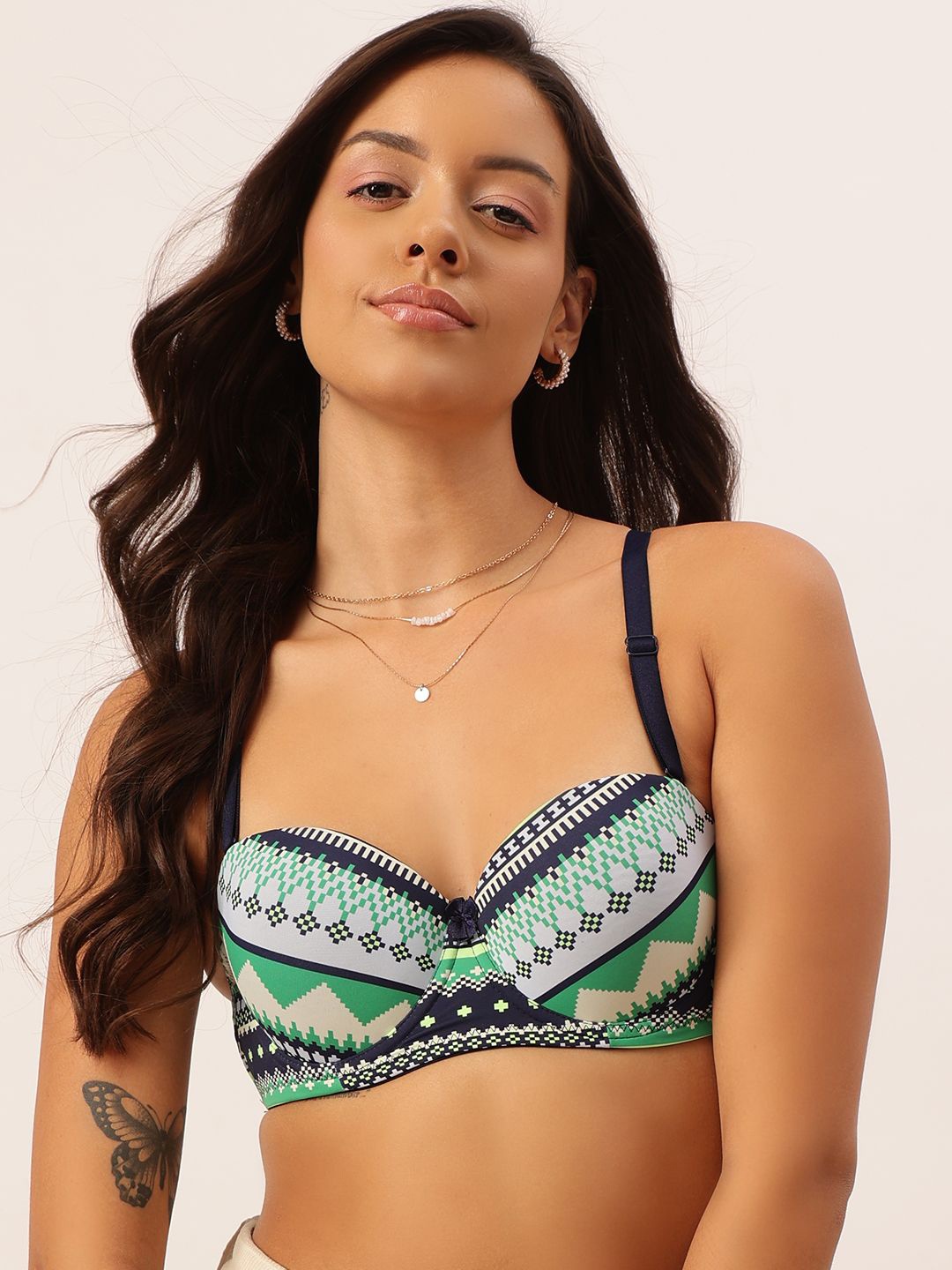 

DressBerry Floral Bra Half Coverage Underwired Lightly Padded, Black
