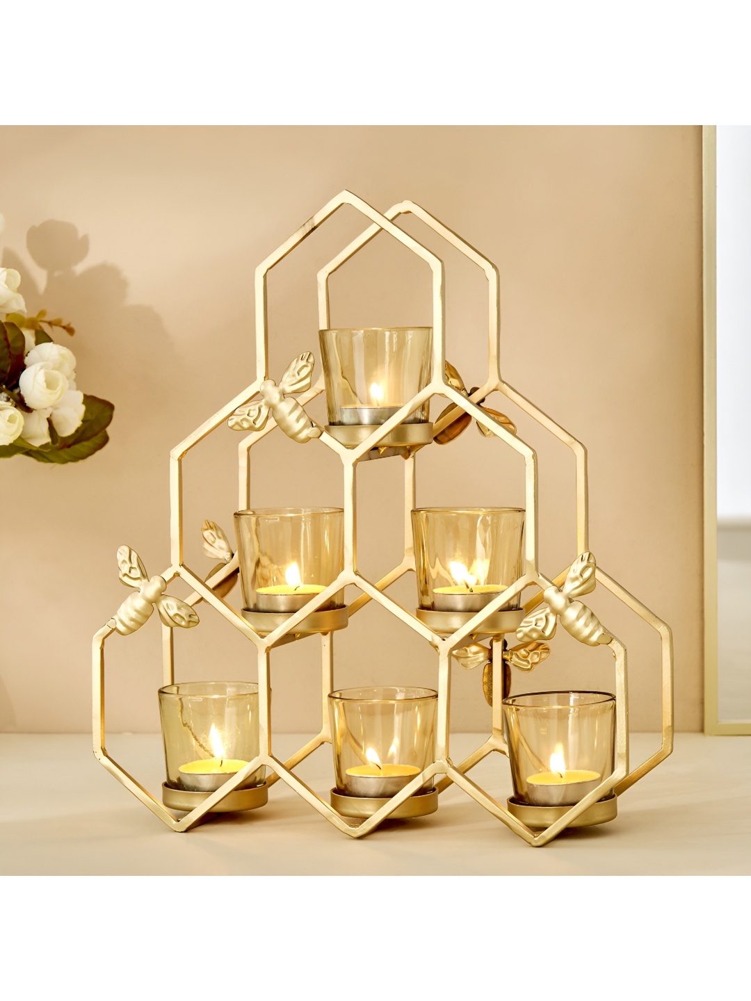 

Home Centre Gold-Toned Candle Holder