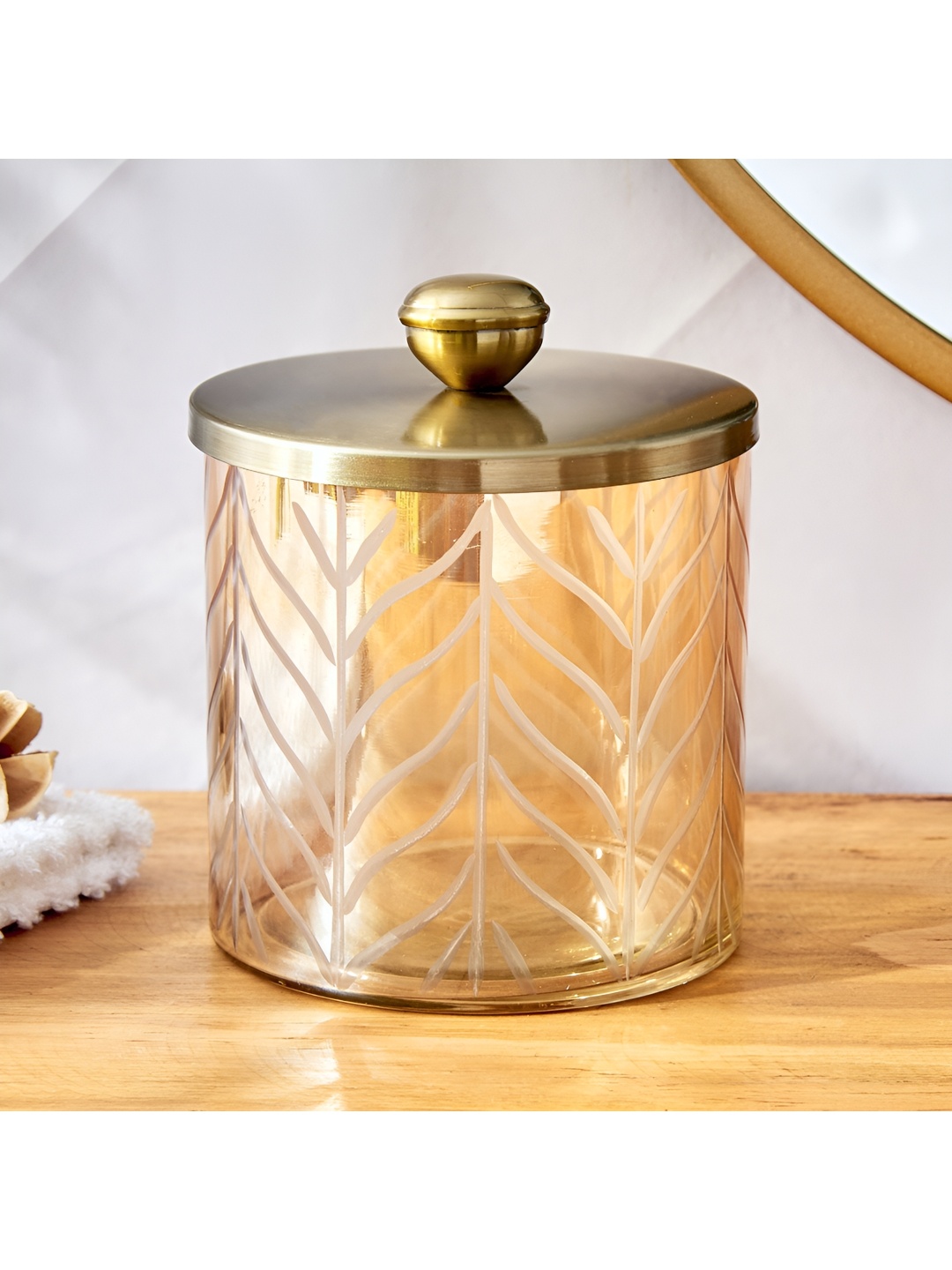 

Home Centre Gold-Toned Striped Glass Tissue Holders