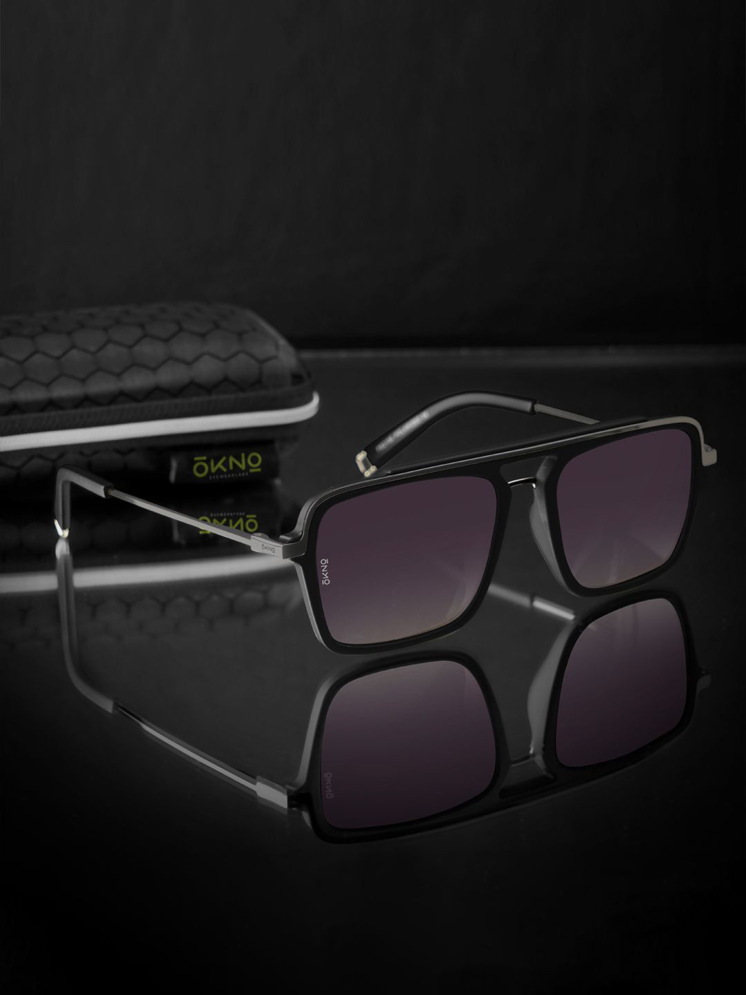 

OKNO Unisex Rectangle Sunglasses with Polarised and UV Protected Lens, Purple