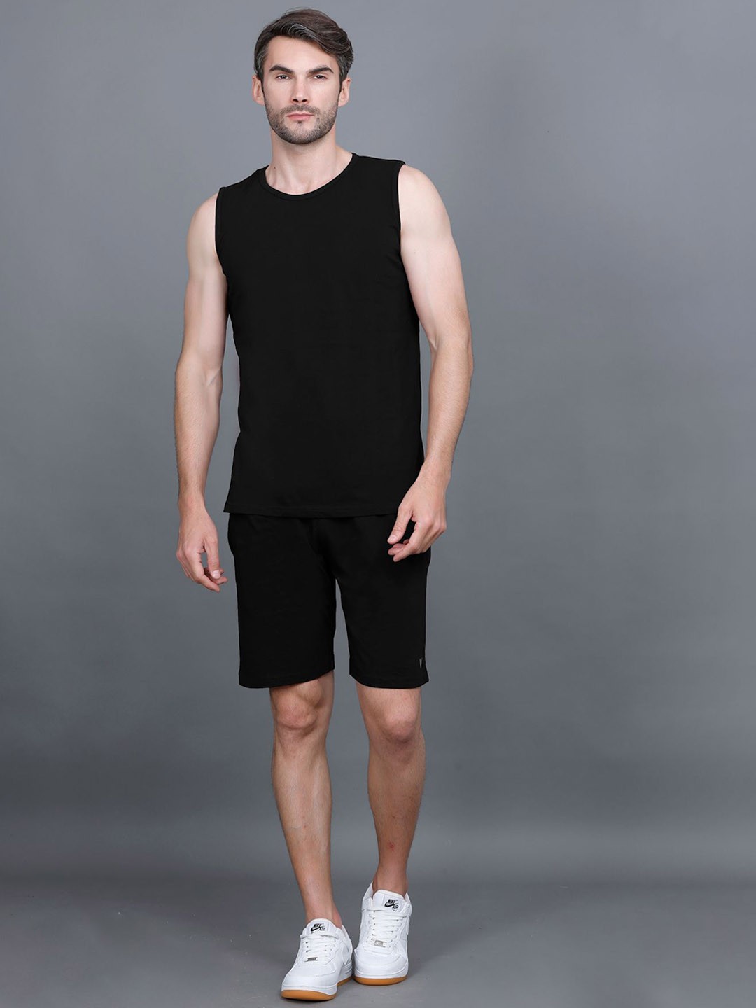

GODFREY Sleeveless T-Shirt With Shorts Co-Ords, Black