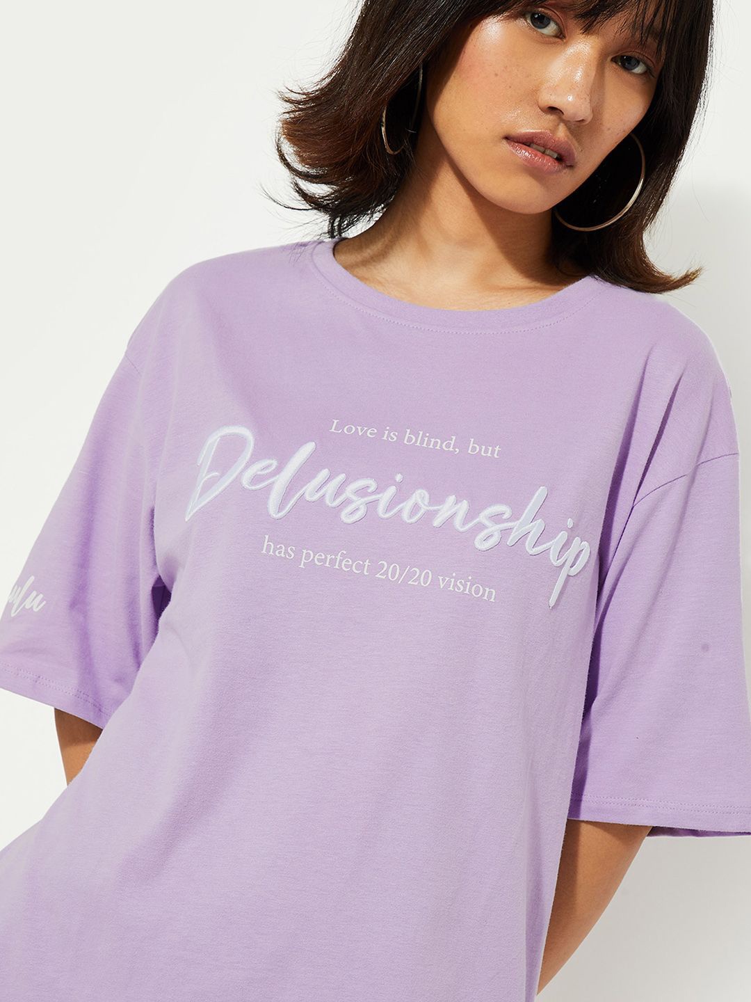 

max URB_N Women Oversized Printed T-shirt, Purple