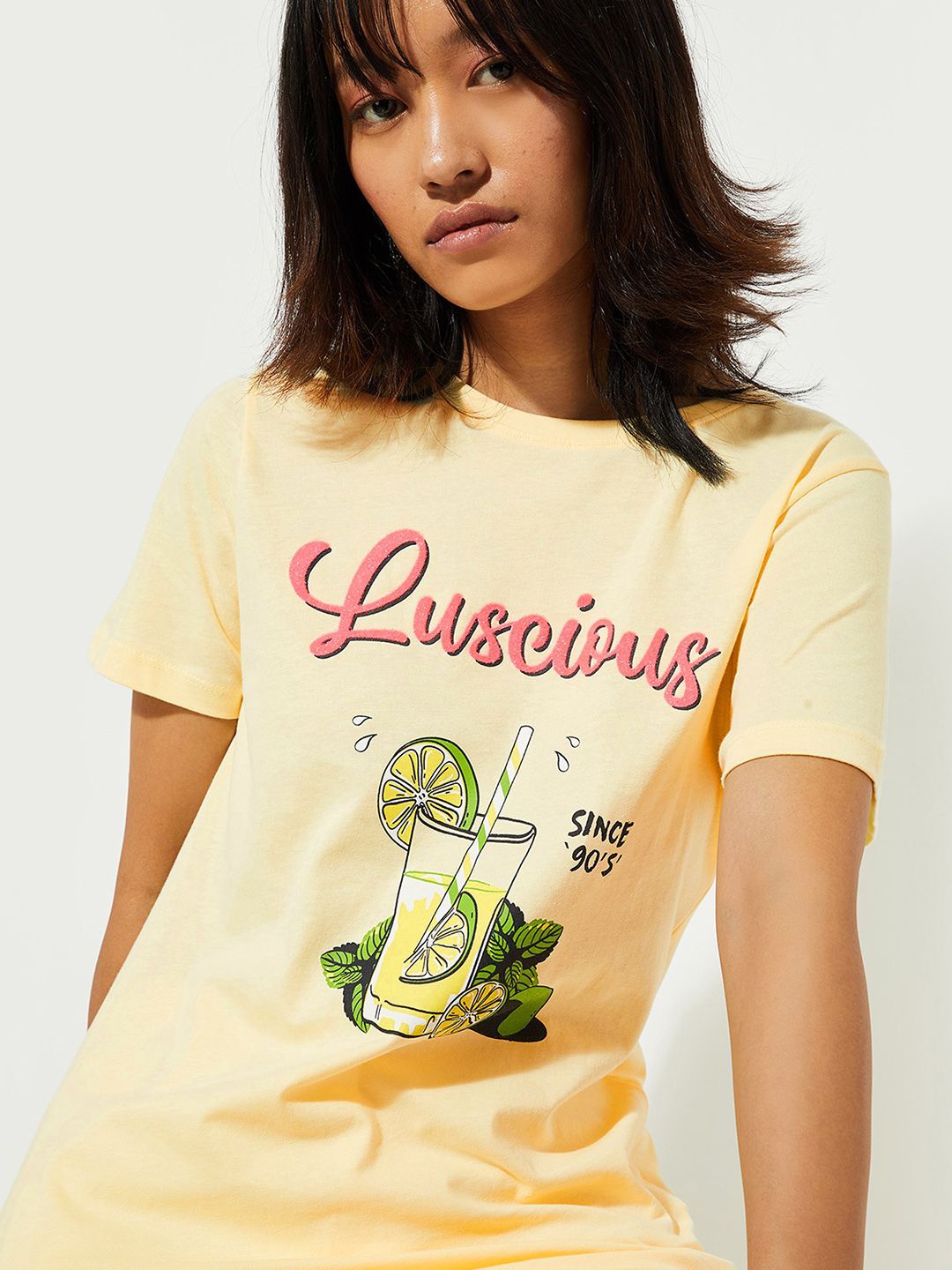 

max URB_N Women Graphic Printed T-shirt, Yellow