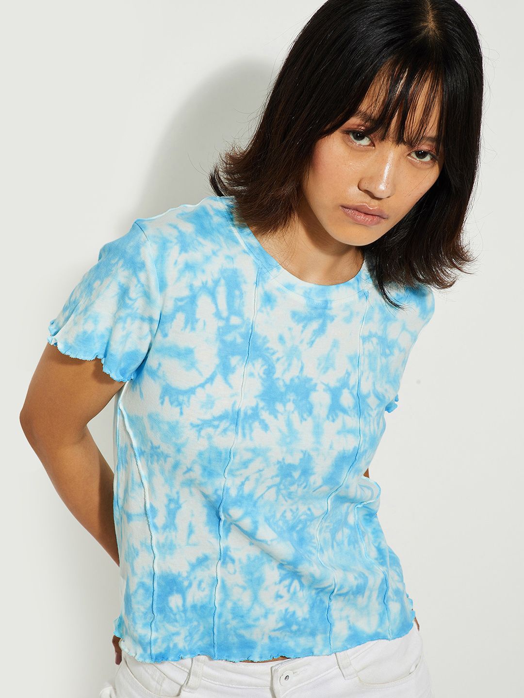 

max URB_N Women Tie & Dye T-shirt, Blue