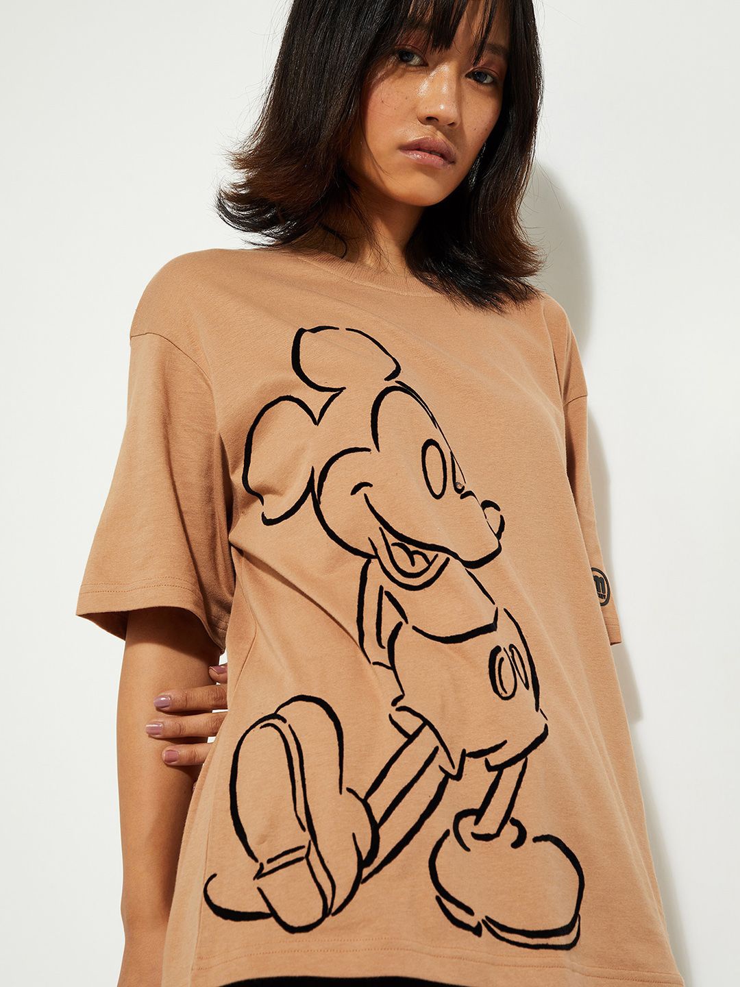 

max URB_N Women Mickey Mouse Printed T-shirt, Brown