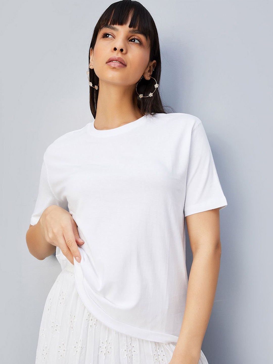 

max Women Extended Sleeves Pockets T-shirt, White