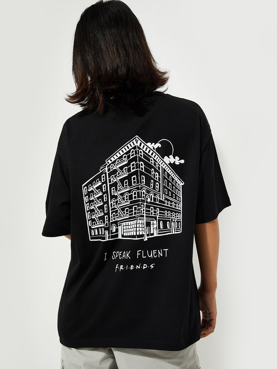 

max URB_N Women Friends Printed T-shirt, Black
