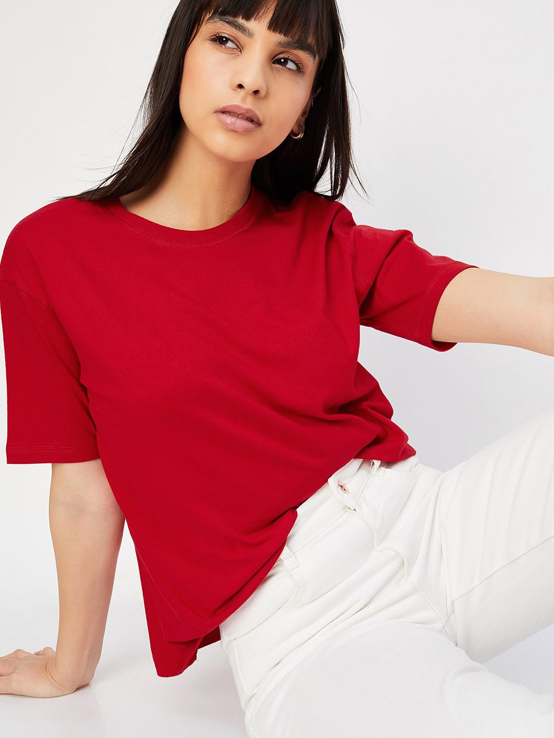 max Women Pockets T-shirt, Red
