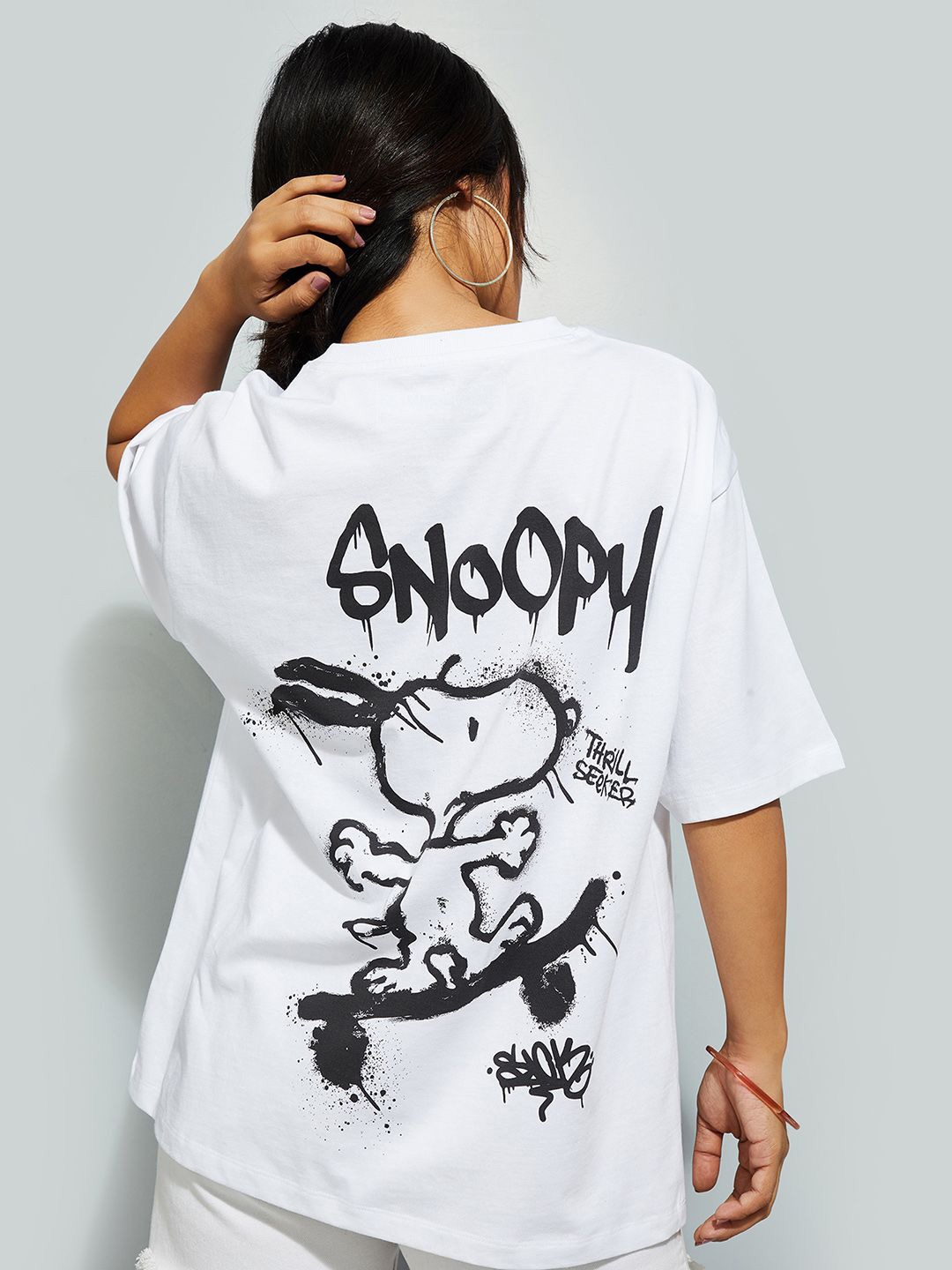 

max URB_N Women Snoopy Printed T-shirt, White