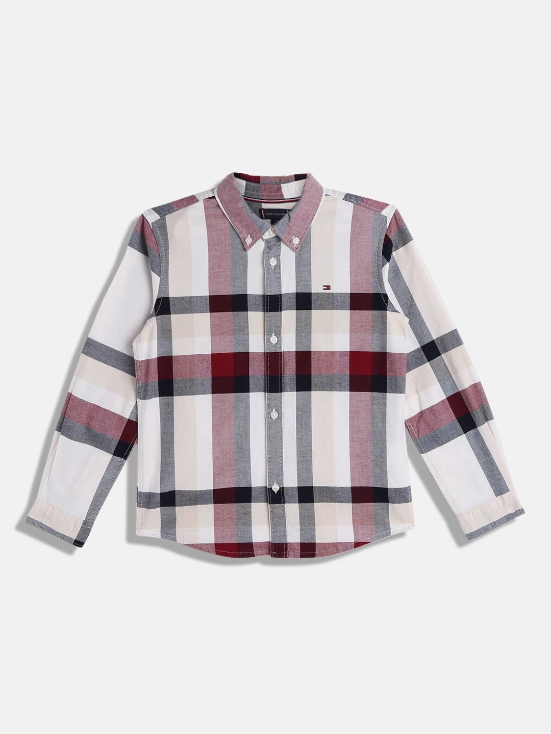 Tommy Hilfiger Boys Opaque Checked Casual Shirt, White