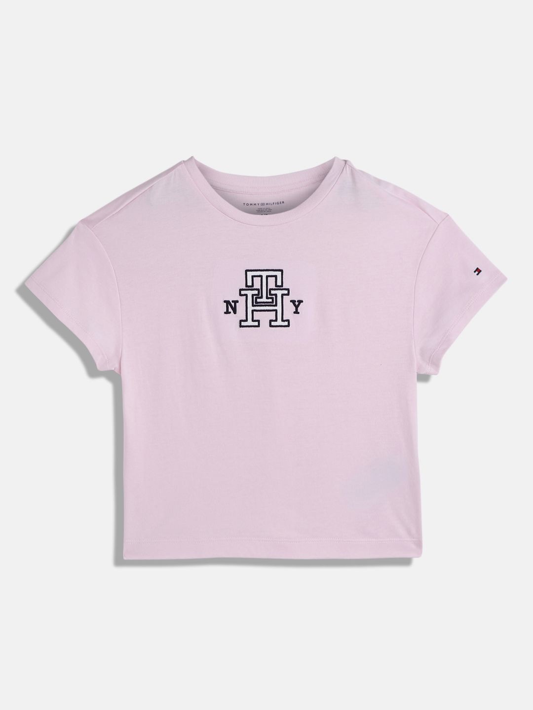 

Tommy Hilfiger Girls Typography Printed Applique T-shirt, Pink