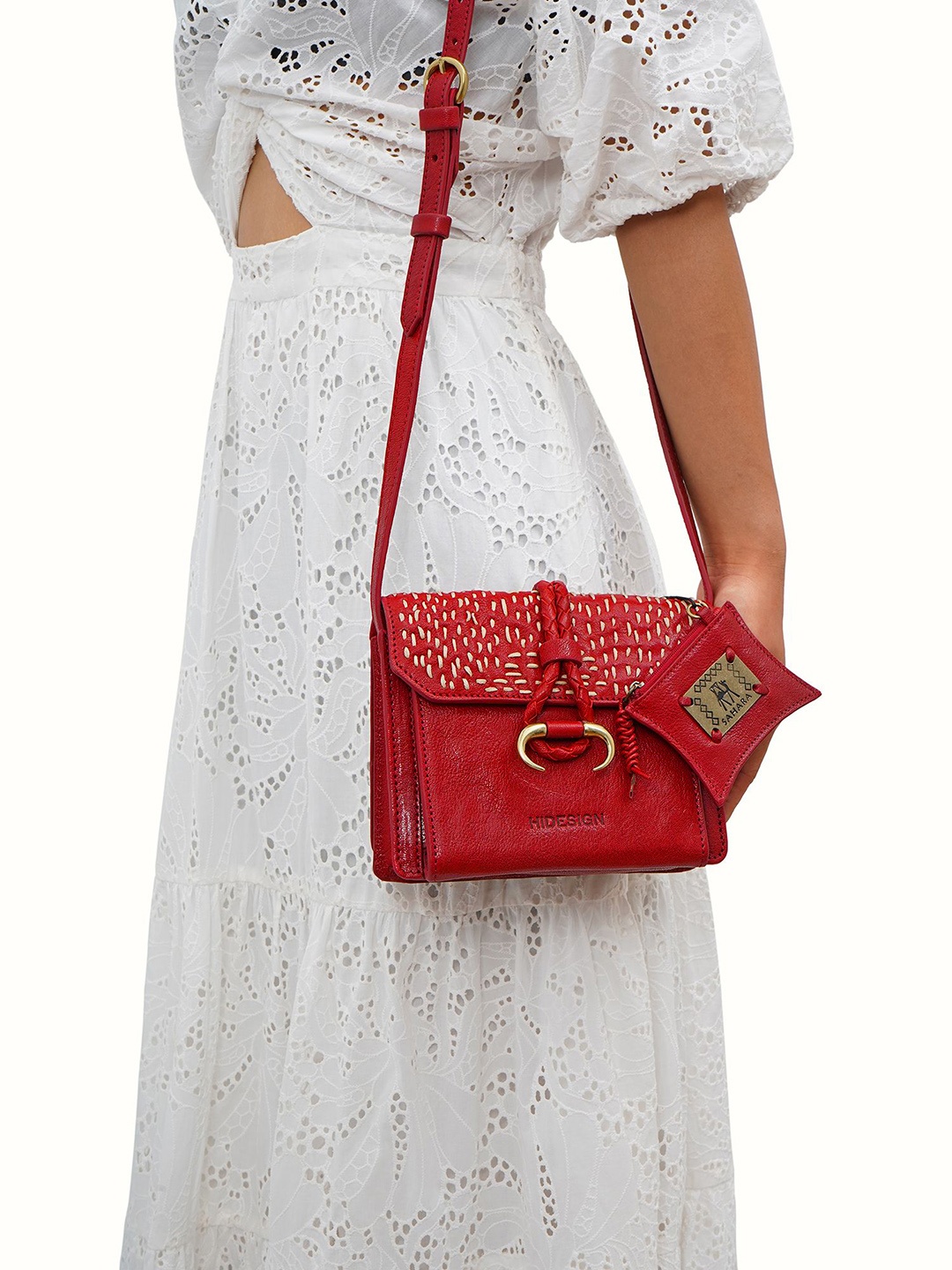 

Hidesign Tuareg 01 Textured Leather Structured Sling Bag, Red