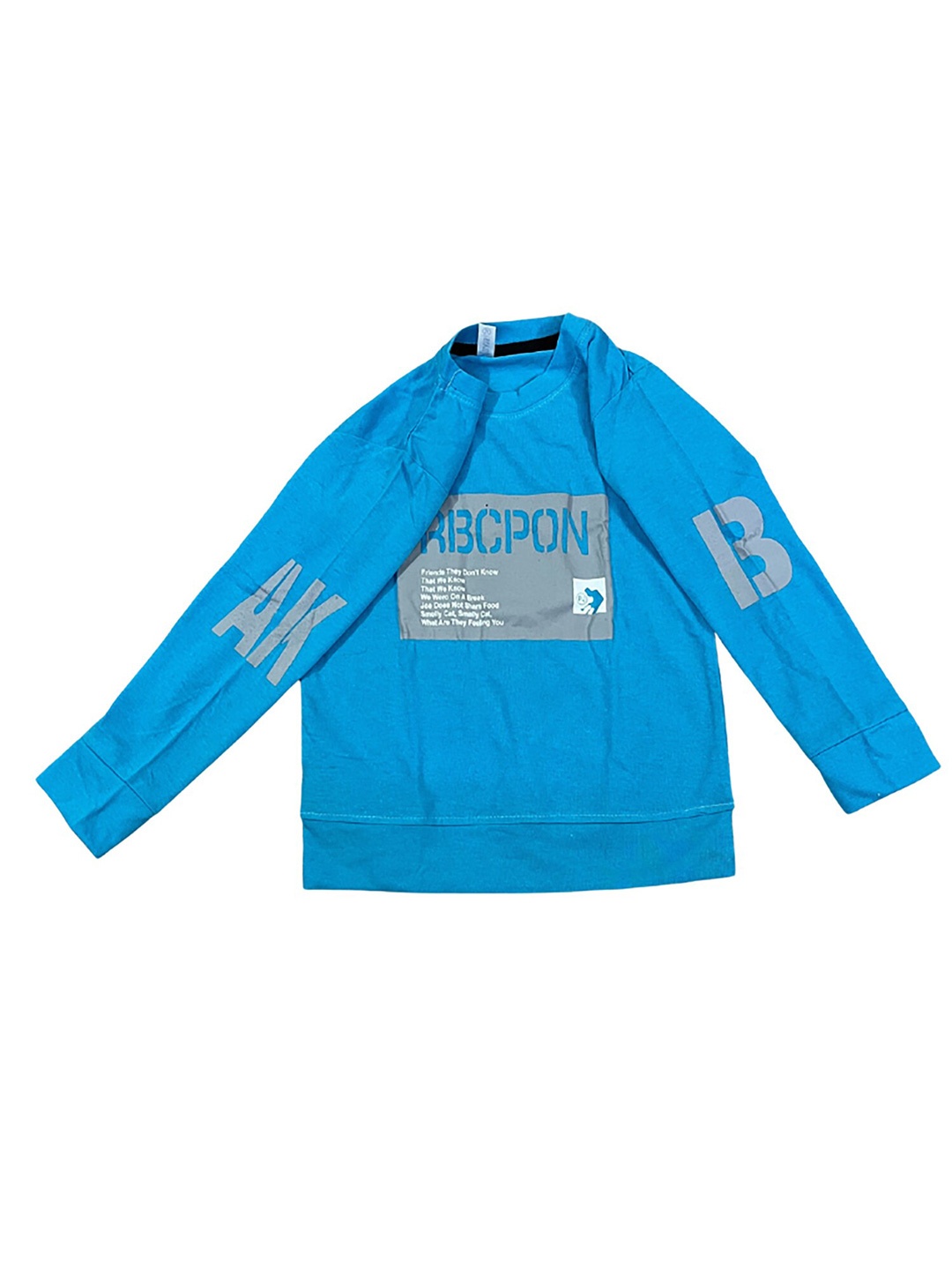 

BAESD Boys Typography Printed Hooded Applique T-shirt, Turquoise blue