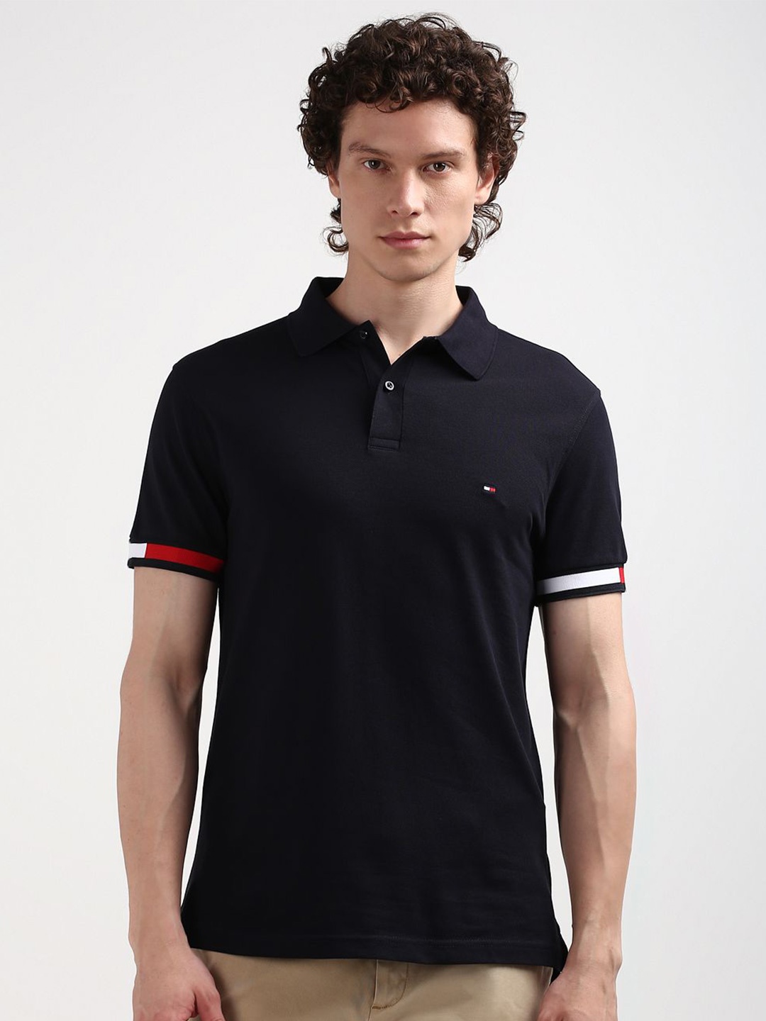 

Tommy Hilfiger Men Polo Collar Pockets Slim Fit T-shirt, Navy blue