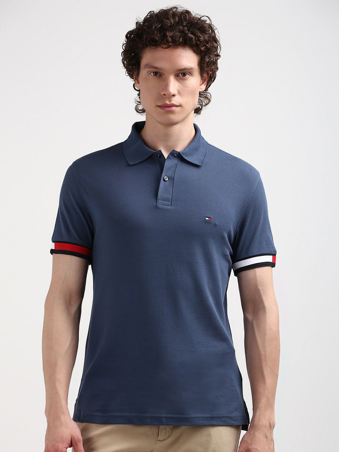 

Tommy Hilfiger Men Polo Collar Slim Fit T-shirt, Blue
