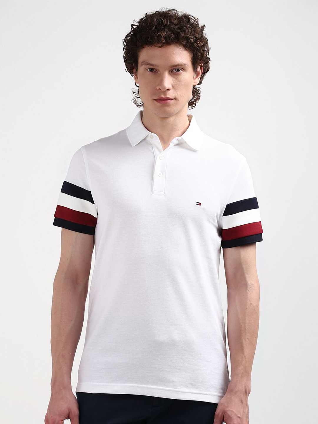 

Tommy Hilfiger Men Polo Collar Pockets Slim Fit T-shirt, White