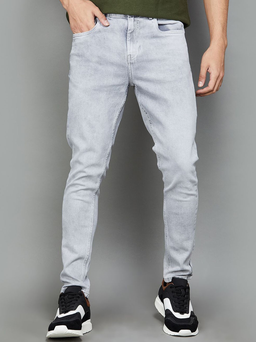 Bossini Men Low Distress Jeans, Grey