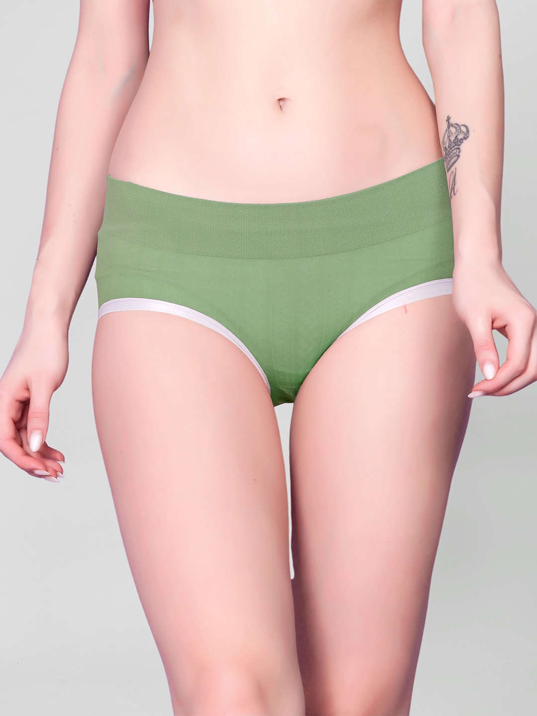 

Flenzy Mid-Rise Seamless Hipster Briefs GP102_DG, Green