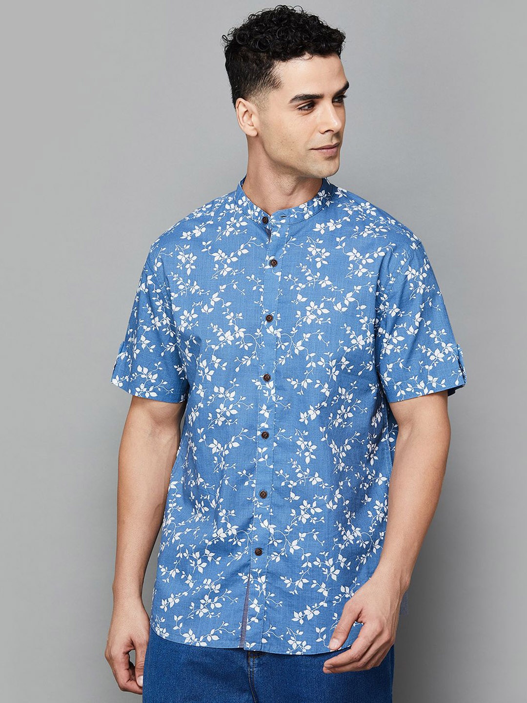 

Melange by Lifestyle Men Floral Printed Thread Work Kurta, Blue