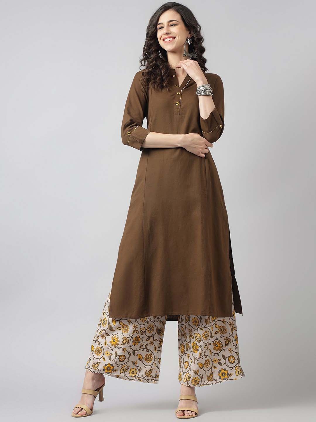 

Neemiya Women Regular Kurta with Palazzos, Brown
