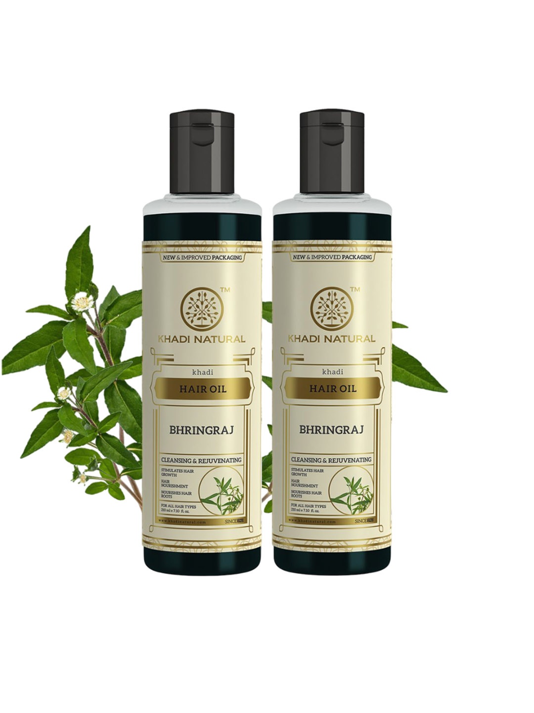 Khadi Natural Set Of 2 Bhringraj Hair Oil To Boost Hair Growth - 210ml Each, Green