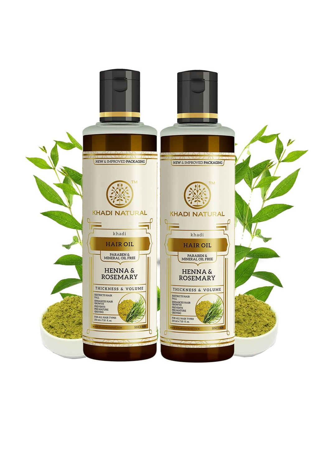 

Khadi Natural Set Of 2 Henna & Rosemary Hair Oil - 210ml Each, Red