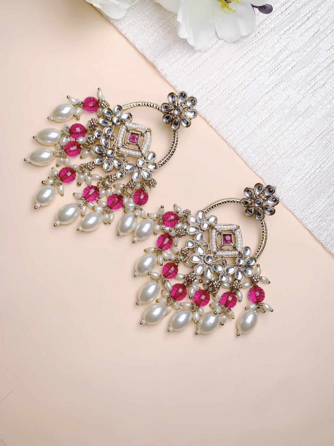 

I Jewels Contemporary Chandbalis Earrings, Purple