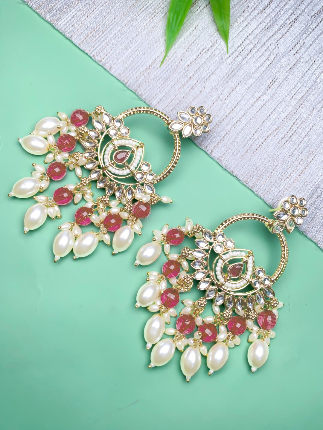 

I Jewels Contemporary Chandbalis Earrings, Purple