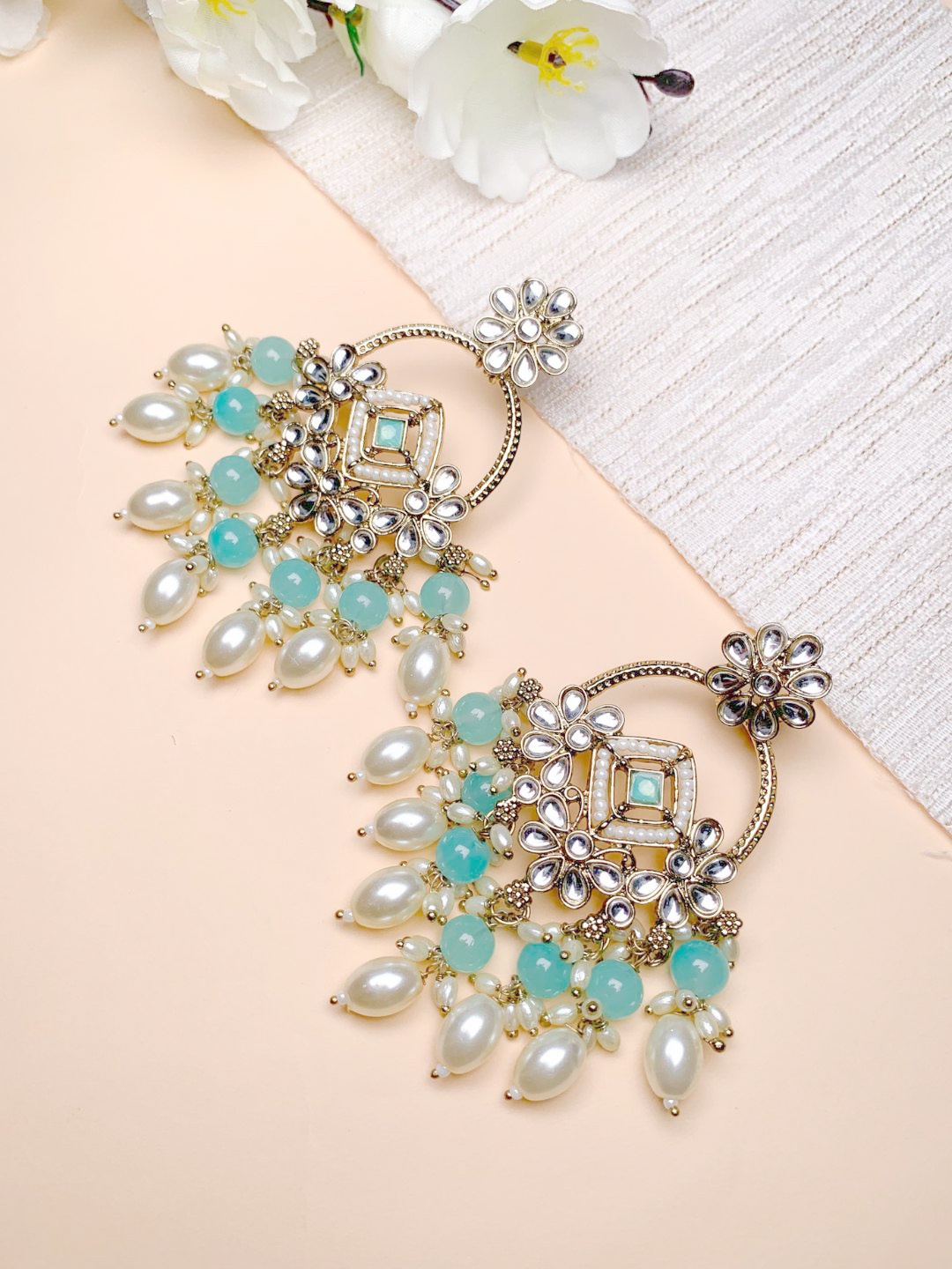

I Jewels Contemporary Drop Earrings, Turquoise blue
