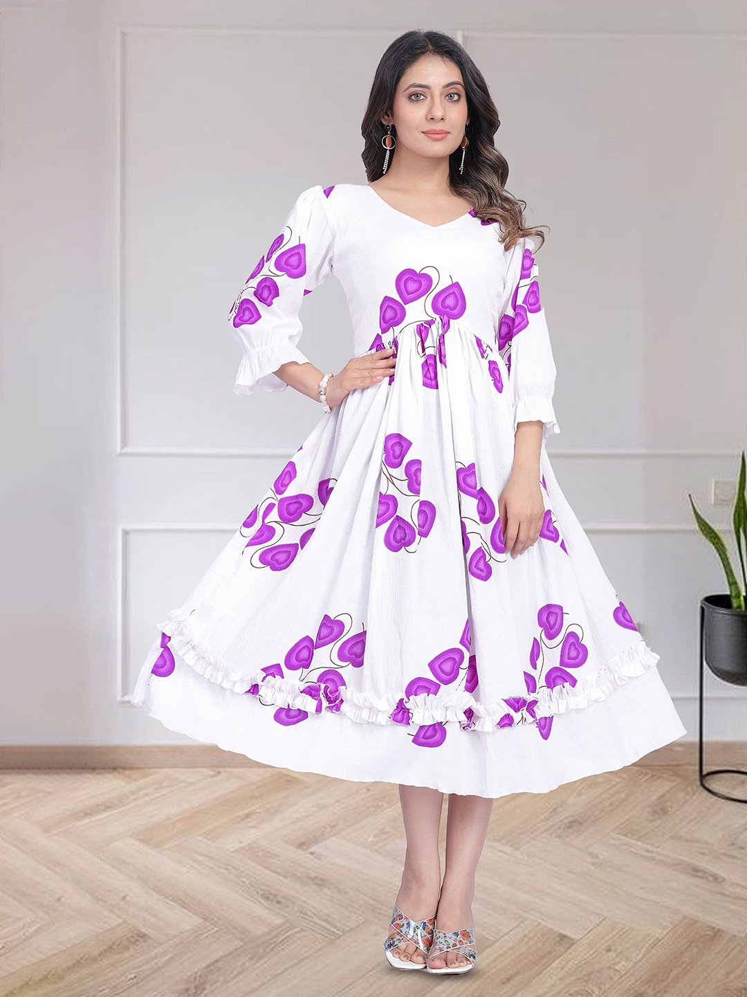 

N N ENTERPRISE Floral Print Fit & Flare Dress, Pink