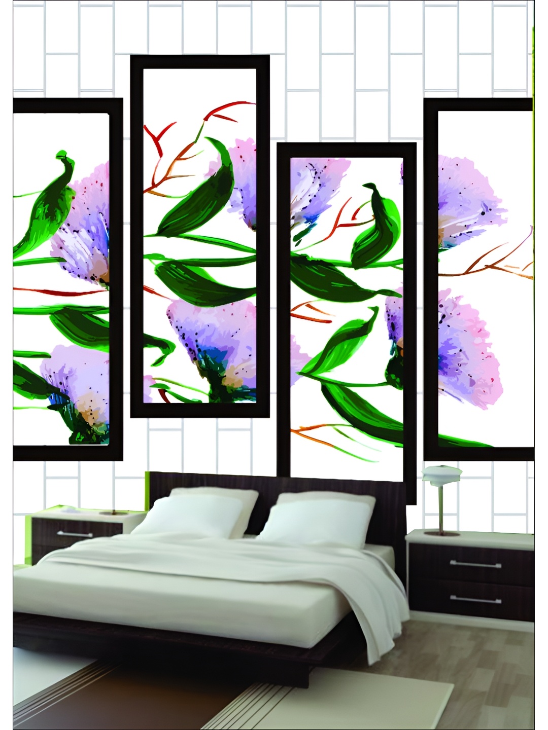 Aura White & Blue Printed Self Adhesive Wall Sticker