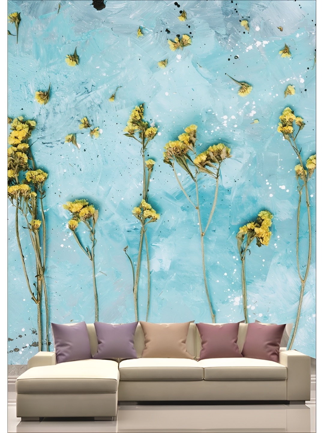 Aura Yellow & Blue Printed Self-Adhesive Wall Sicker