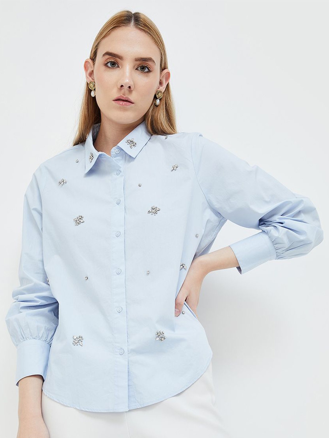 

CODE by Lifestyle Striped Cotton Shirt Style Top, Blue