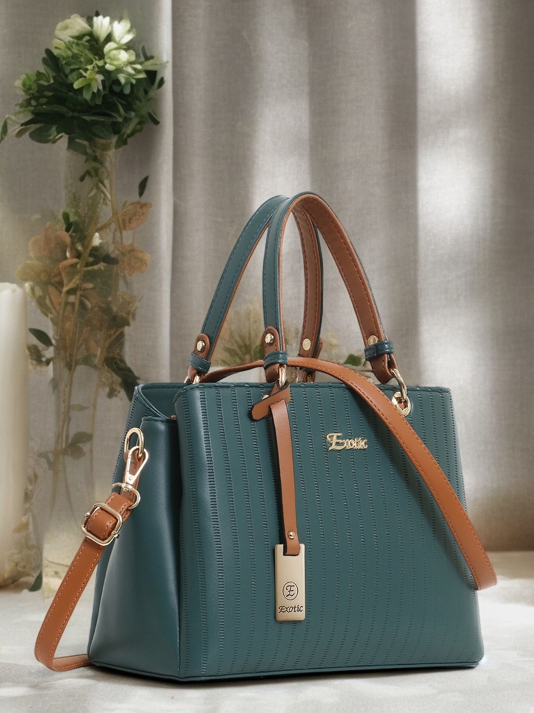 

Exotic Textured PU Structured Handheld Bag with Tasselled, Charcoal
