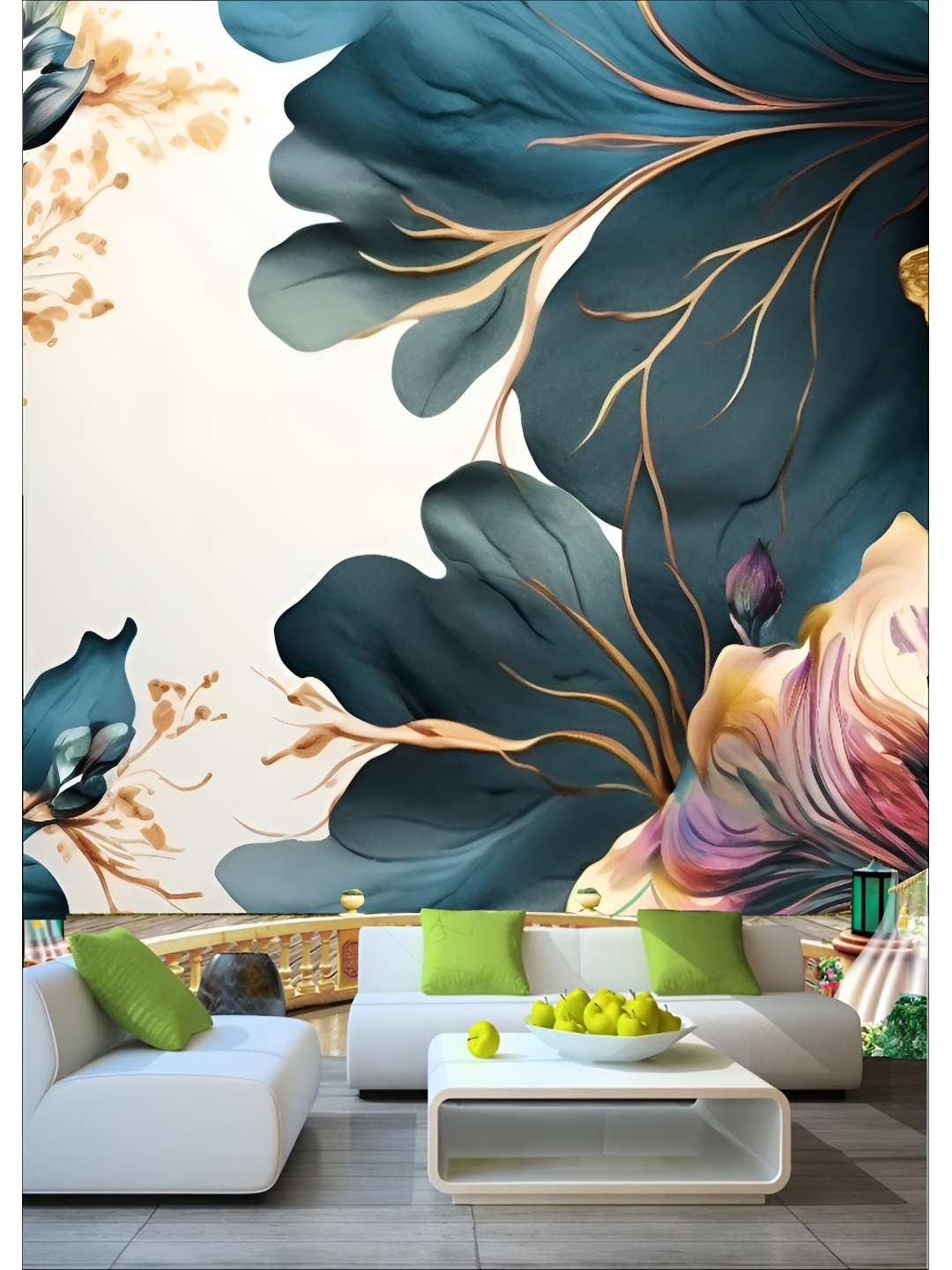 

Aura Blue & White Liquid Floral 3D Printed Self Adhesive Wall Sticker