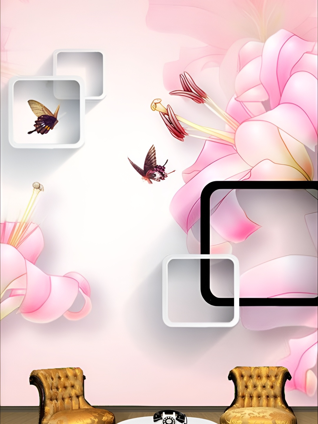

Aura White & Pink 3D Printed Self Adhesive Wall Sticker