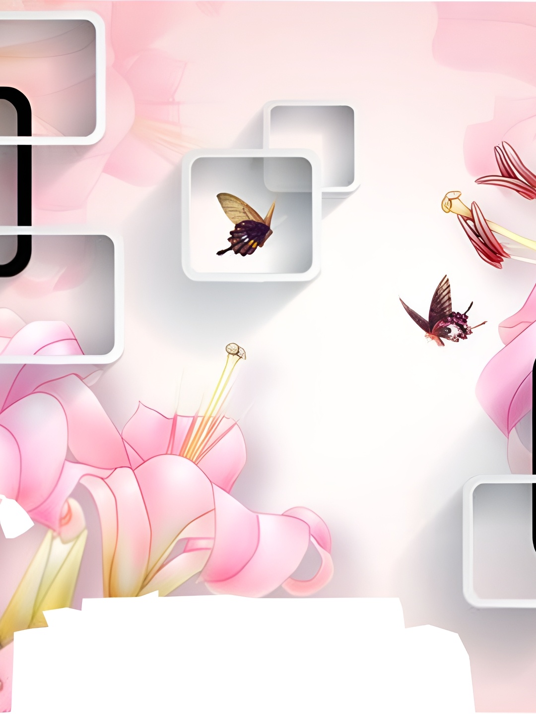 Aura Grey & Pink Printed Self Adhesive Wall Sticker